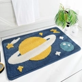 Tappeto da bagno blu assorbente con motivi di pianeti gialli e stelle tema spazio - 40*60cm / Piccolo Pianeta