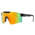 Outdoor sports sunglasses with black yellow splatter frame and orange gradient mirror lens - Black Frame Yellow Splatter (C6)