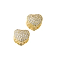 Elegante gouden hartvormige oorbellen met fonkelende zirkonia pavé in huggie-stijl - Goud