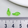 Pair of green transparent acrylic leaf charms for DIY earrings with size reference - Mini Small Leaf (22138)