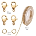 DIY jewelry kit with gold lobster clasps, jump rings and cross chains for necklace making - Flat Cross Chain Set / Gold