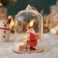 Suspension dôme en verre de Noël avec Père Noël, lumières LED et corde de chanvre - Père Noël Cylindre Vue de Profil