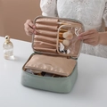 Morandi light green makeup bag with waterproof memory fabric and brush slots - Fresh Green Large