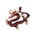 Vintage red and black dragon enamel brooch with golden metal finish for coats - Al1200-d