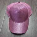 Berretto da baseball rosa glitter per coda di cavallo con rete traspirante e paillettes - Taglia Adulto (Regolabile) / Rosa Antico a Cinque Pannelli