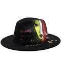 Cappello fedora nero artistico con ritratto graffiti dipinto a mano e stile a tesa piatta - M (56-58cm) / Stile Viso Astratto Graffiti Artistici (4)