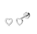 Minimalist silver steel heart-shaped cartilage earring with flat back screw design - Hollow Heart