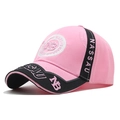 Close-up of pink and black baseball cap featuring Nassau 3D embroidery and twill texture - Nassau Style - Pink/Black(05)