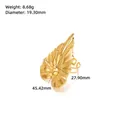 Detail of golden leaf-shaped ring with 45mm length, natural texture and open band design - Adjustable Open / J204-Gold Delicate Simulation Leaf