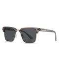 Retro clubmaster square sunglasses with grey translucent frame and silver metal accents - Gray Frame Black Gray (C4)