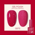 Sparkling dark pink gel polish G073 in 7.5ml bottle with matte and glossy finish effect - Magenta Glitter (073)