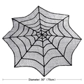 Detail diagram of a 30 inch black spider web lace tablecloth for Halloween decor - Small Round Halloween Tablecloth 75cm