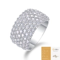 S925 sterling silver wide band ring with moissanite stones and GRA certificate - US Size 9 / Silver/Moissanite (With GRA Certificate)