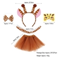 5-piece giraffe costume set for kids including headband, tutu skirt, bowtie, tail and sticker - Khaki Giraffe Costume Set with Face Stickers & Dark Brown Tutu