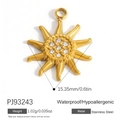 18K gold plated stainless steel sun pendant with crystal, waterproof and hypoallergenic - Gold Little Sun Pendant PJ93243