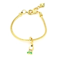 Golden snake chain bracelet with a colorful fairy princess pendant and zircon stones - Emerald Green