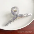 Pinza para el pelo de acetato jaspeado gris con pedrería y base de plata - Gris Azulado