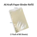 A6 kraftpapier vulling voor notitieboekjes, 6-gaats ringbandpapier met 80 vellen per pak - A6 Kraft Navulling 80 Vel / Kraft kleur