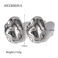 Detailed size specifications of silver irregular liquid-style hammered earrings - Silver (JDE2305035-S)
