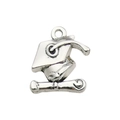 Silver graduation mortarboard and scroll charm for DIY jewelry bracelets and necklaces - Graduation Cap with Scroll
