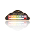 Cloud-shaped mood tracker enamel pin with a rainbow sliding bar and red heart slider - Cloud Mood Brooch / Social Cloud - Black