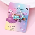 Minimalist green and white scooter alloy brooch pin with gold outlines on card - Cyan Scooter