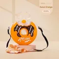 Orange donut-shaped 380ml kids water bottle with adjustable black strap and straw - 380ml / Candy Chocolate