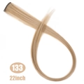 Single piece 22-inch long straight light blonde hair extension with BB clip style 133 - Flaxen Gold (133H)