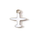 White enamel and gold-plated airplane charm for DIY jewelry making and pendants - White Gold Plated