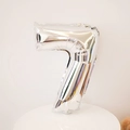 Shiny silver 16-inch number 7 foil balloon for birthday party decorations - Number 7 / 16" / Silver
