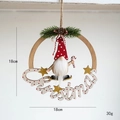 Weihnachtsanhänger aus Holz mit Zwerg, Tannenzapfen und hängendem Christmas-Schriftzug - Stil D-Zuckerstangen-Zwerg Kreis
