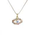 Collana Evil Eye in oro con ciondolo in zircone colorato su una catena a scatola - Oro/Malocchio