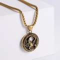 Round scorpion totem pendant in 18K gold plated stainless steel with box chain - Scorpio (Without Chain) / Gold
