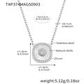 Collier argenté en acier inoxydable avec pendentif carré en nacre et zircone - Collier Carré en Zircone et Nacre Couleur Acier