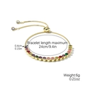 Adjustable gold bracelet featuring a vibrant row of multicolored sparkling marquise zircons - S2512-11 Mixed Color Circle