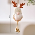 Ciondolo natalizio gnomo renna in peluche con corna dorate e finta pelliccia, 17 cm - Gnomo con corna beige