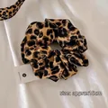 Ensemble chouchou et bandeau à imprimé léopard en mousseline avec étiquette de taille 15cm - Imprimé Léopard Foncé / Couleur Foncée