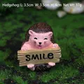 Miniature resin hedgehog figurine with Smile sign on moss for garden decor - Hedgehog