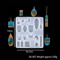 Silicone resin mold for geometric earrings with blue and yellow drop glue examples - 60-667 (Multi-style Jewelry)