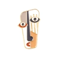 Abstract enamel art mask brooch in beige and orange with golden metallic outlines - Abstract Portrait - Beige Orange (XZ4948)