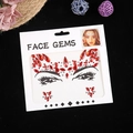 Sparkling dark red facial gems set with teardrop rhinestones on transparent backing - 165*155mm / Red