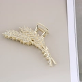 Detail of golden metal hair claw clip featuring sparkling rhinestone wheat leaf pattern - Style B Wheat Claw-Silver / Bulk Packaging