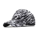 Gorra de béisbol con estampado de tigre en blanco y negro y visera curva para el sol - Ajustable / Gris