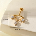 Clou d'oreille labret en titane F136 doré avec trois pendentifs en zircone brillant - Style de Chaîne en Zirconia Marquise (T2519-1) / Or (Style Marquise)