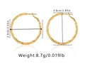 Detaillierte Größenmessung der goldenen Creolen mit Bambustextur und Gewichtsangaben - Goldener Bambustextur-Stil (KE0997-2) / 18K-Gold