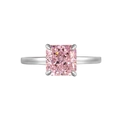 925 Sterlingsilber Ring mit quadratisch geschliffenem rosa Diamanten in 4-Krallen-Fassung - 925er Silber / Rosa Diamant Ring Größe 6