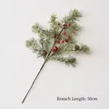 50cm artificial frosted pine branch with pine cones, red berries, and festive bells - Christmas Arrangement B (50cm/Bells/Red Berries)