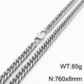 Collana a catena cubana in acciaio inossidabile argento con chiusura a moschettone - 8mm*760mm Argento