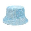 Detail of light blue paisley bucket hat showing precise white floral print patterns - M / Light Blue