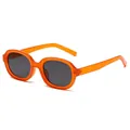 Retro oval sunglasses in translucent bright orange with dark grey lenses, C3 variant - Jelly Orange Frame Grey Lens